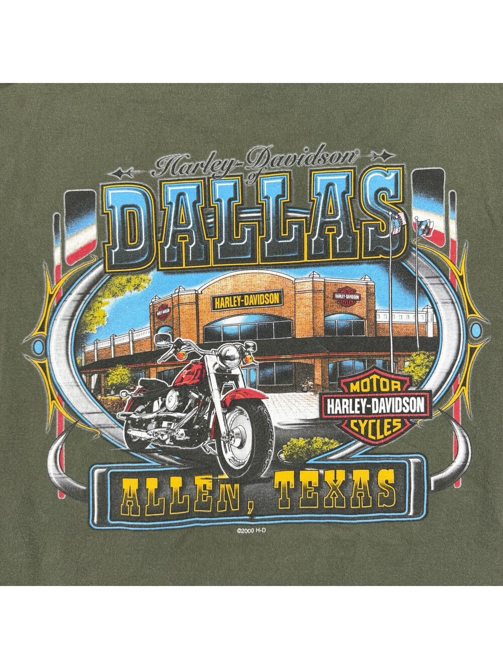 Vintage 2000 Harley Davidson Dallas Allen Texas Biker Motorcycle T-Shirt XL